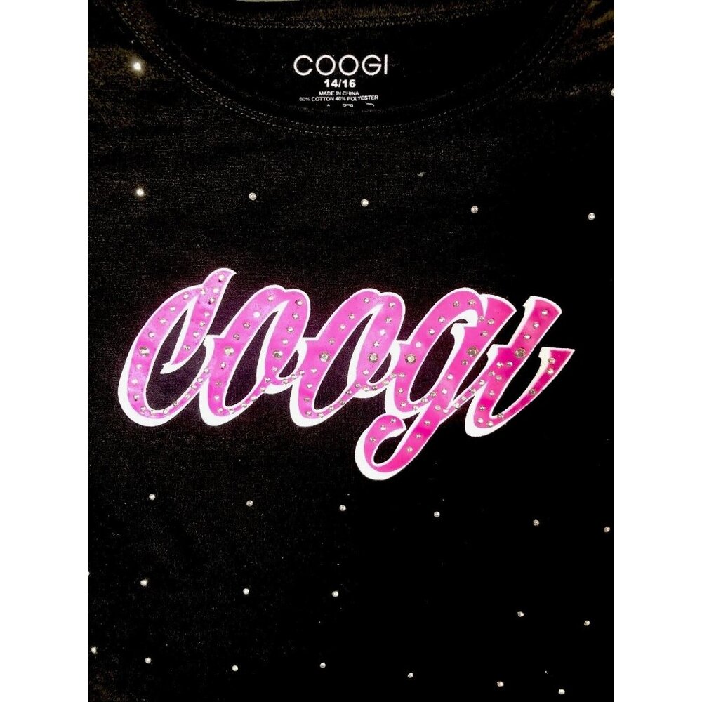 Coogi Girls Black Rhinestone Logo T-Shirt Size 14/16 Cotton/Polyester Blend - Picture 3 of 15